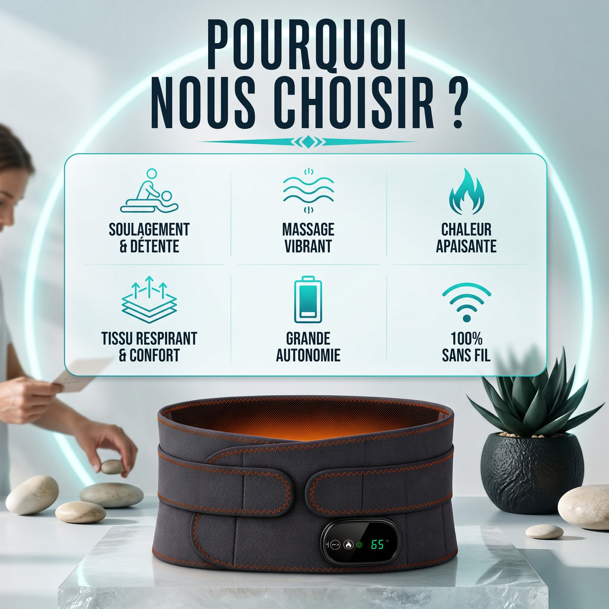 Ceinture Lombaire Chauffante & Massante Pro