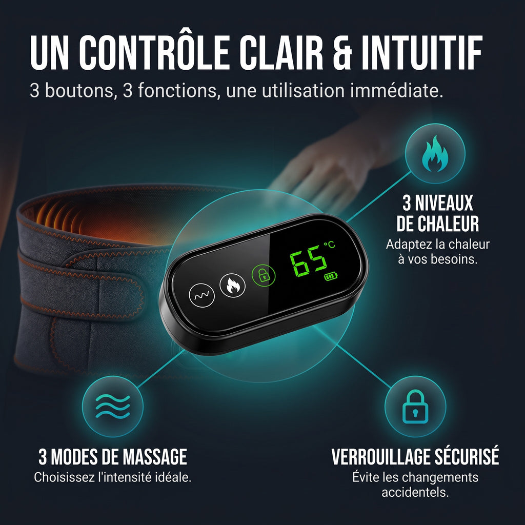 Ceinture Lombaire Chauffante & Massante Pro